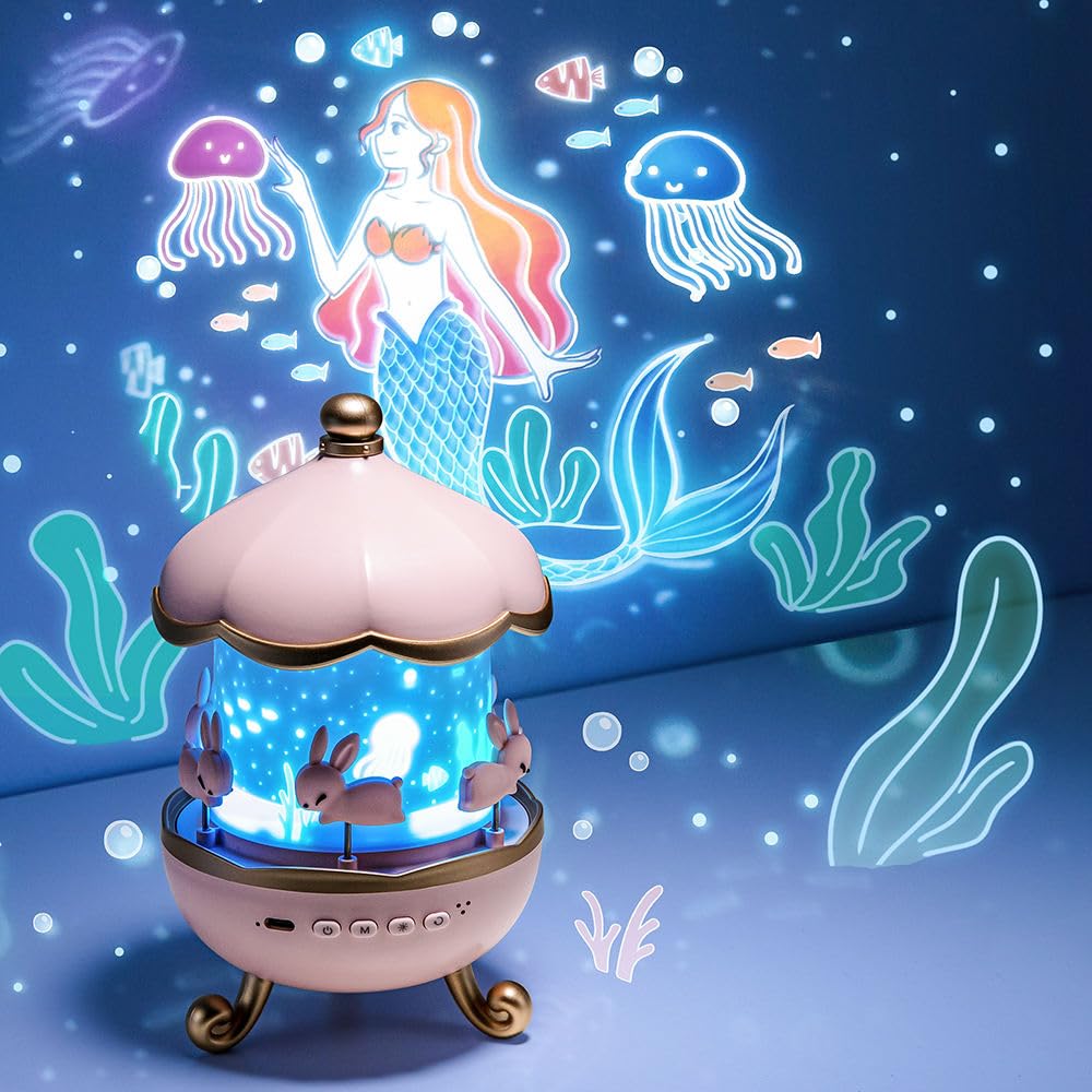 This charming bunny themed night light projector with rotating elements and a starry sky display is a delightful addition to any child's room.
www.usmile.toys